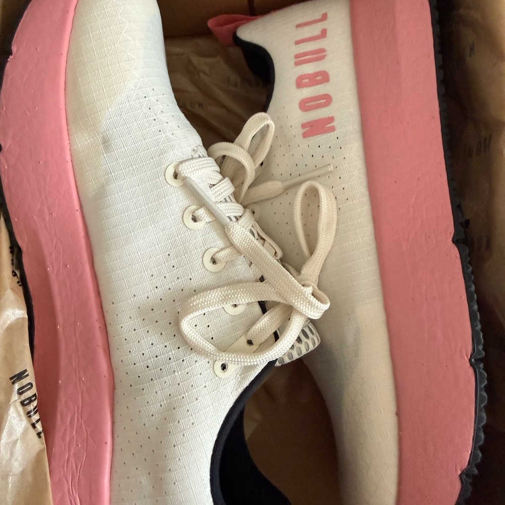 NOBULL Women's Cream and Pink Sneakers